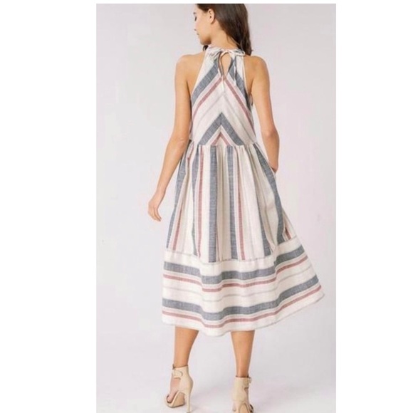 SOLD πListicle Midi Linen Striped Dress EUC M - Picture 9 of 12